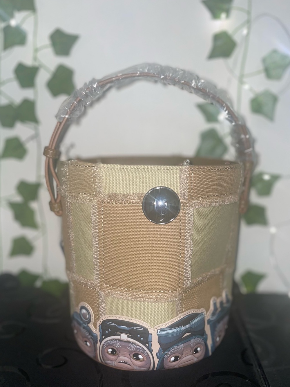 The Mandalorian Grogu & Anzellan Drawstring Bucket Crossbody Bag with Coin Bag